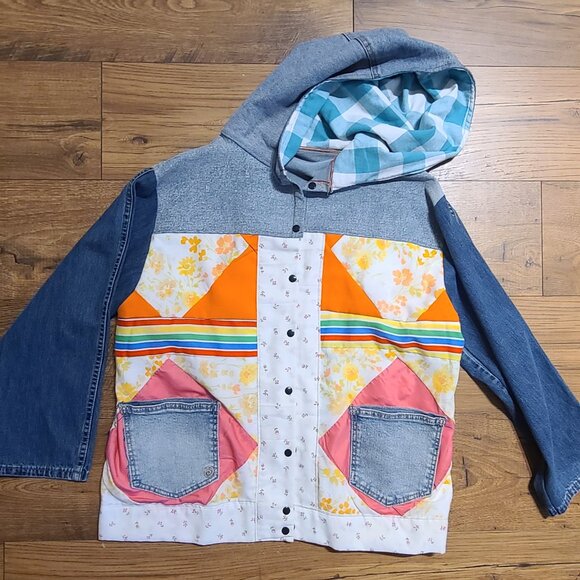Handmade quilted denim jacket - Picture 1 of 5
